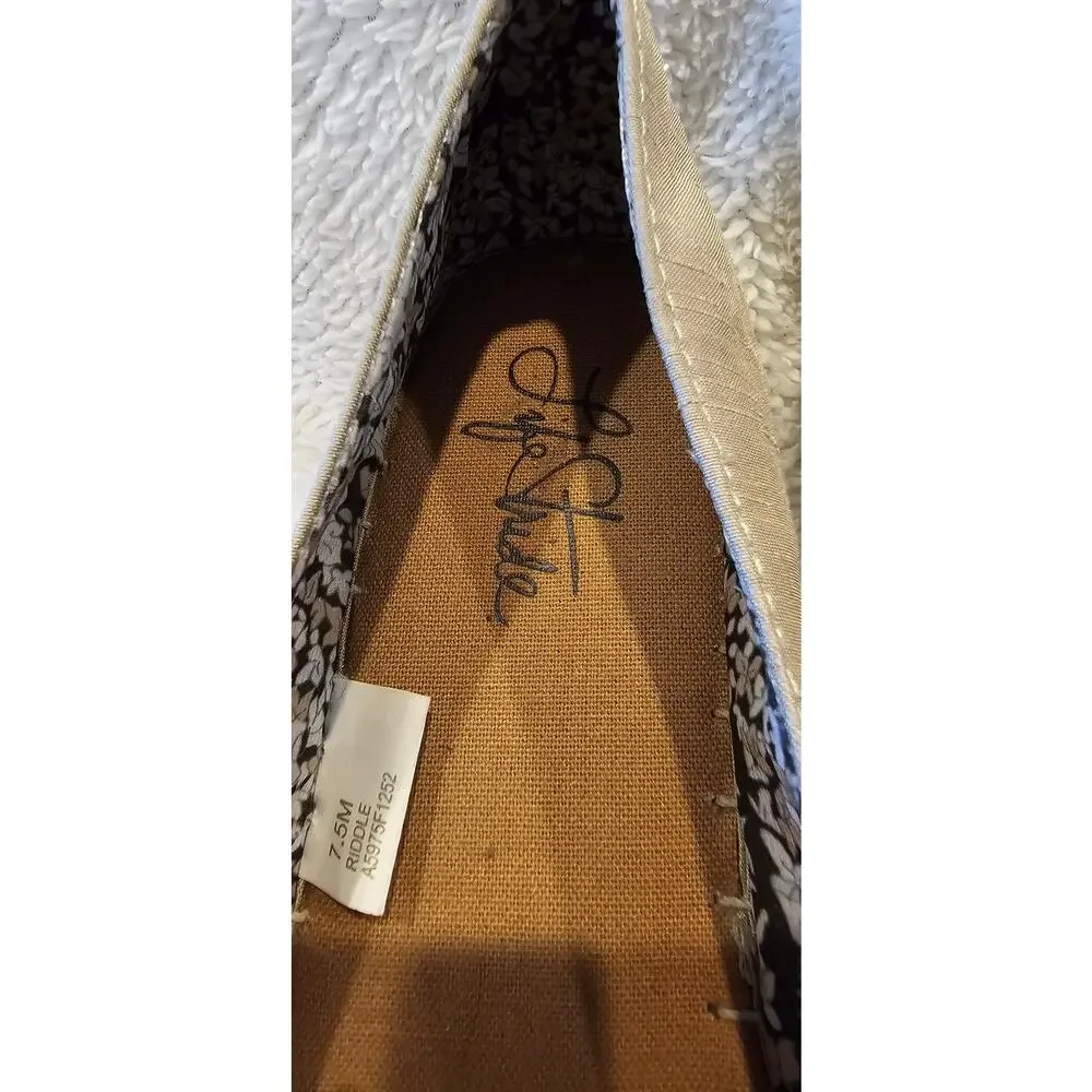 Lifestride Riddle Wedge Heels Slip On Espadrille Women Size 7.5M Beige Bow Front
